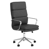 ZUN Black and Chrome Upholstered Office Chair with Casters B062P145550