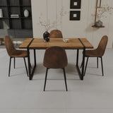 59" MDF natural wood table and modern chair set of 4 pieces, medieval wooden kitchen 48600854