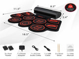 9-Pad Electric Drum Set for Beginners, MIDI USB Connection Dual Stereo Speakers BlackRed 24660023