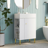 21.6" white Bathroom vanity, Combo Cabinet, Bathroom Storage Cabinet, Single Ceramic Sink, Left side 26996276