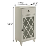 White Side Table with Drawer and Door B062P181405