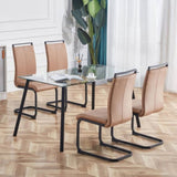 ZUN Modern Dining Chairs, Technology cloth High Back Upholstered Side Chair with C-shaped Tube Black W115149179