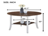 45.7inch Round Dining Table With Shelf Height 30 inch Modern Farmhouse Retro Design W2537P211104