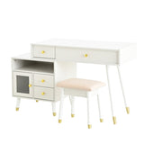 3-in-1 Vanity Desk with Lighted Flip-Top Mirror & Adjustable Cabinet, Makeup Dressing Table with N844P291656A