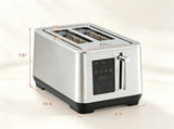 2-Slice Stainless Steel Toaster, LED Display Toaster with 6 Browning Levels & 4 Bread Modes, Defrost 22040513