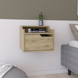 Floating Nightstand, Modern Dual-Tier Design with Spacious Single Drawer Storage, Macadamia B097P199741