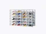 White Small 24-Piece Shoe Storage Box Set 33x23x14cm, Plastic Mesh & Stackable Design 02297430