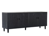 Modern Black Sideboard Cabinet with Decorative Nailhead Accents, Stylish Storage Solution for Dining W2729P198993