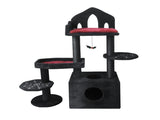 Black Gothic Cat Tree, Multi-Level Spooky Cat Tree with Scratching Posts, Perches, Hammock, and Cat 23060112