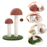 ZUN Cat Scratching Post Mushroom Claw Scratcher with Natural Sisal Ropes Interactive Dangling Ball for 03002290