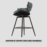 26" Bar Chair Suede Woven Bar Stool Set of 2,Black legs Barstools No Adjustable Kitchen Island W2189P180367