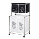 Laundry Basket 2 Tier Clothes Sorter with 4 Removable Bags to Organize Clothes, With Four Wheels, 68926337