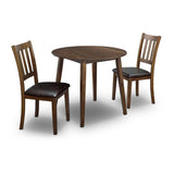 Cozy 3pc Set Round Table And 2x Side Chairs Walnut, Dark Brown Transitional Solid wood B011P162633
