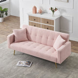 71.7 - inch Pink Teddy Fleece Sofa Bed with Two Complimentary Throw Pillows W3356P298512