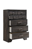 1pc Contemporary Dark Wood Grain Finish Metal Knobs Storage Drawers Tall Chest Wooden Gray B2741P325738