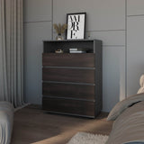 Tokio 4 Drawer Dresser with Open Shelf, Stained Walnut B128P343765