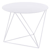 ZUN White Geometric Metal Base Accent Table B062P186454