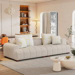 ZUN 103.9" Modern Couch Corduroy Fabric Comfy Sofa with Rubber Wood Legs, 4 Pillows for Living Room, WF309991AAA