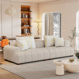 ZUN 103.9" Modern Couch Corduroy Fabric Comfy Sofa with Rubber Wood Legs, 4 Pillows for Living Room, WF309991AAA