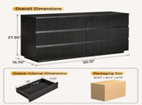 Handleless 6-Drawer Dresser with Grille Finish P2 Particleboard MDF & Melamine Veneer 57528070