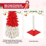 ZUN 5FT Hinged Fir Artificial Fir Bent Top Christmas, Xmas Bendable Santa Hat Style Christmas 58665108