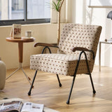 Pattern Colorful Fabric Armchair, Modern Accent Chair High Back, Living Room Chairs with Metal Legs W2105P210243