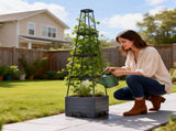 4 Adjustable Height Self-Watering Raised Planter Box with Trellis, Built-in 2L Water Reservoir PP 60198238