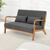 Leisure Chair with Solid Wood Armrest and Feet, Mid-Century Modern Sofa,2 seat 64077015