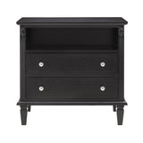 Open Space and 2 Drawers Dresser Nightstand with Charging Station, Farmhouse End Table with USB W1693P216933