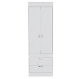 Lisboa Armoire, Rod, Double Door, Two Drawers, Metal Handles White B070P210737