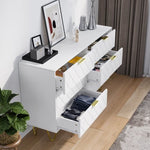 ZUN Modern white 6 Drawers Bedroom,Wooden drawers with Gold Handles, Chest Dresser with Deep Drawers 77731240