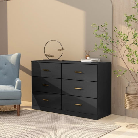 ZUN Modern Black 6-Drawer Dresser for Bedroom - Ample Storage Wide Chest of Drawers, Sturdy & Safe W1785118925