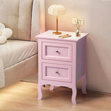 Macaron powder, MDF spray paint, 40*30*60cm, two-drawer bedside table, pastoral style 1pc 66169456