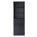 ZUN FCH 3-Layer 1 Drawer 2 Doors Double Z Shape Melamine Board 60*23.5*180cm Display Cabinet Black 55368679