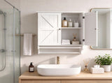White Bathroom Wall Cabinet with 2 Doors, Adjustable Shelf & Towel Racks, 23.8" x 8.9" x 25.2" 28489301