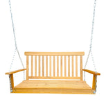 ZUN Front Porch Swing with Armrests, Wood Bench Swing with Hanging Chains,for Outdoor Patio ,Garden 05840270