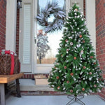 ZUN Christmas Tree 6FT 920 Branches Flocking Spray White Tree Plus Pine Cone 60548961