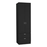 Armoire Wardrove 76" H, Hanging Rod, 2 Drawers, 1 Shelf, Black B097P199751