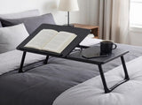 Folding Table with Adjustable Tilt Top and Foldable Legs, Black Woodgrain 14955600