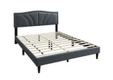 Modern Vintage Look 1pc Queen Size Bed Charcoal Burlap Fabric Nailhead Trim Accents Headboard B011P238960