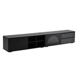 ZUN ON-TREND Modern TV Stand with Fluted Glass Door for TVs Up to 100", Media Console with Sliding Door N721P198932B