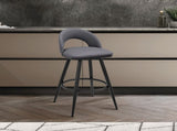 Lottech Swivel Bar Stool in Black Metal with Gray Faux Leather B2736P354271