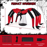 10ft Wide 5ft Tall Giant Halloween Inflatable Spider - LED Head Light 2 Red Eye Tunnel Lights, 52148484