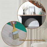 Modern Minimalist Console Table with Black Arch Base and Natural Wood Top,66in Length Console W2729P199007