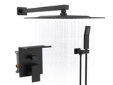 Rainfall Shower System With Storage Rack 10 inch Shower Faucet Set Brushed Nickel High Pressure 14388106