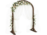 Wooden Wedding Arch 6.8ft Dark Brown, Round Top Classic Style Ceremony Backdrop, Indoor & Outdoor 61002976
