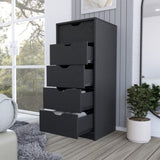 Dresser Kamran, Five Drawers Narrow, Black Wengue Finish B092122838