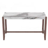 Counter Height Table, 47.5 Inch Faux Marble Finish Bar Dining Table, Modern Bar Tall Dining Table N752P269652K