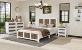 Farmhouse Wooden Platform Queen Size Bed, Modern Platform Bed with Wooden Strip Decoration, Plywood WF530906AAK