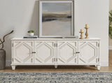 65.2" Mid Century Modern Sideboard Buffet Cabinet with Storage, Symmetrical Geometric Accent Coffee W1801P346230